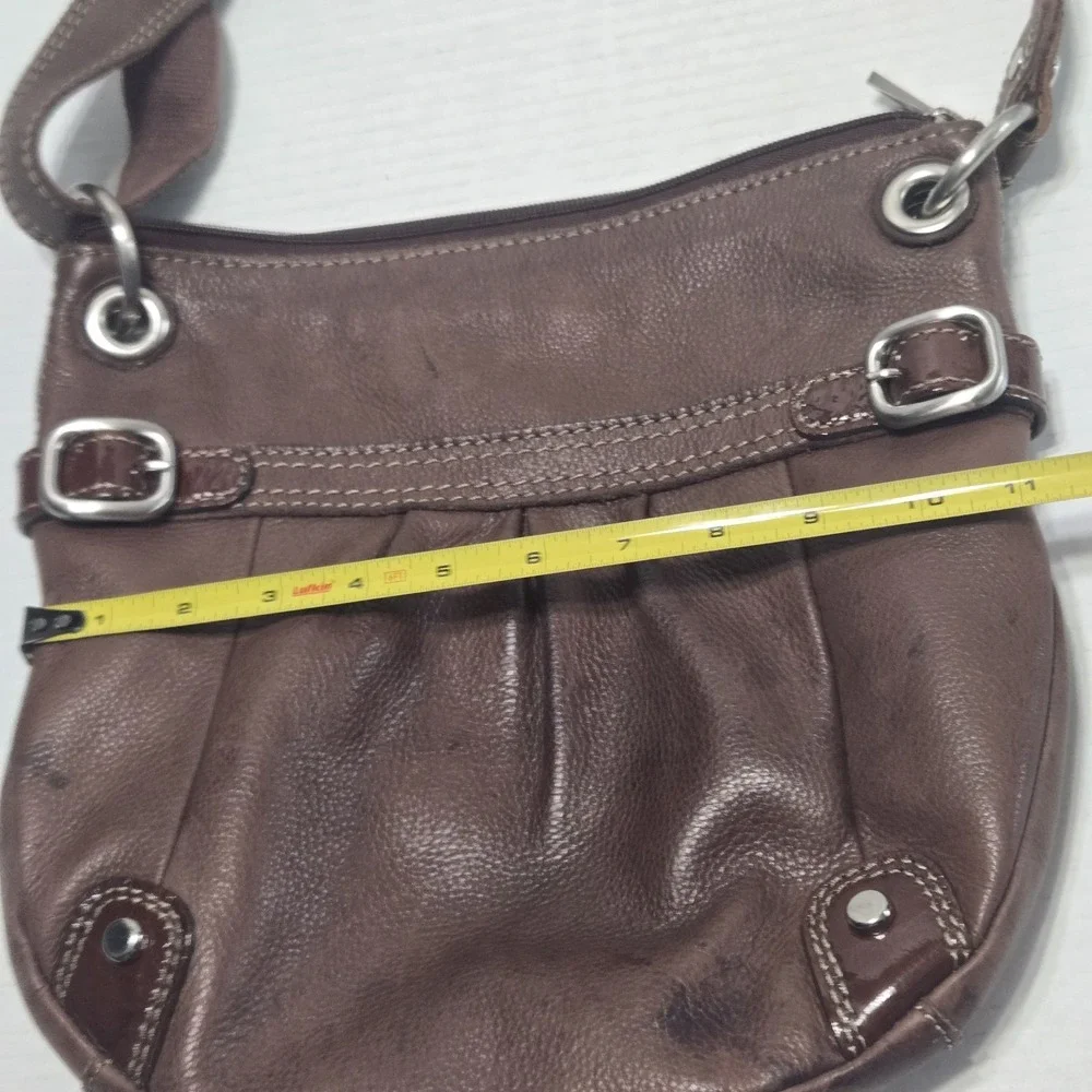 Fossil Brown‎ Pebbled Leather Hobo Crossbody Bag Adjustable Strap Purse